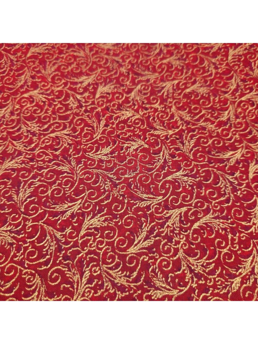 Red Gold Metallic Swirl Pattern Cotton Fabric Hi Fashion Fabrics 1 Yard